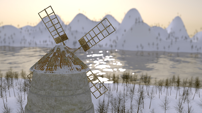 Windmill With Snow Focused Critiques Blender Artists Community