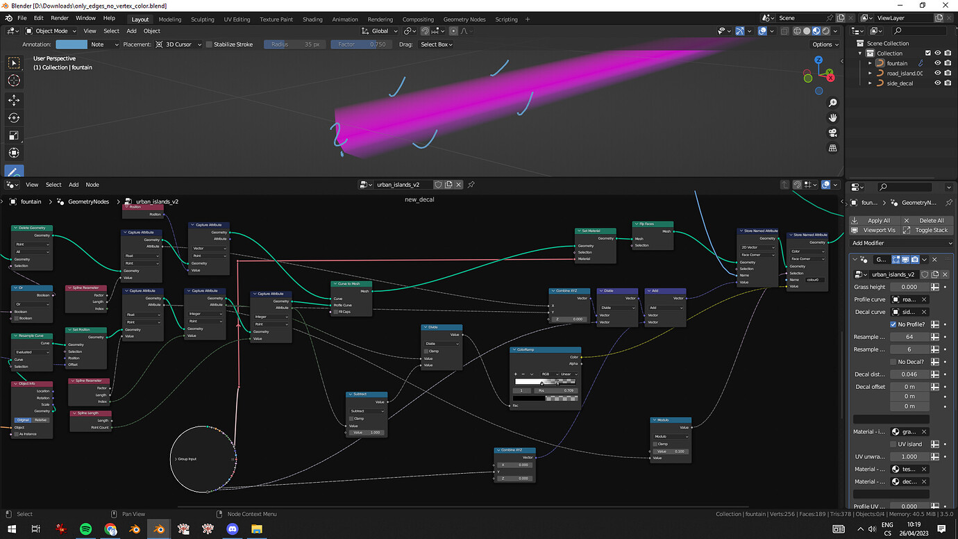 How To Have Transparent Vertex Color Only On Edges Of The Mesh