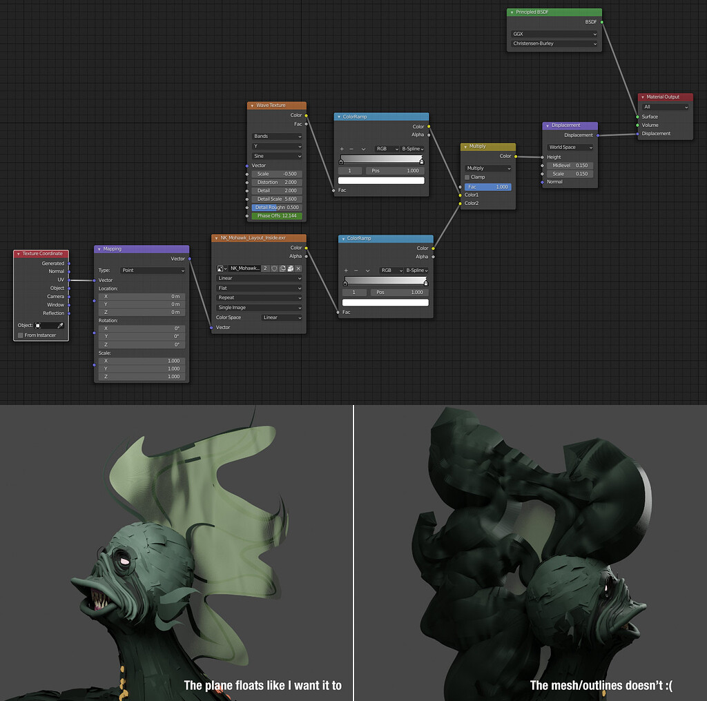 How Do I Displace A Plane And A Mesh Similarly Using A Displacement