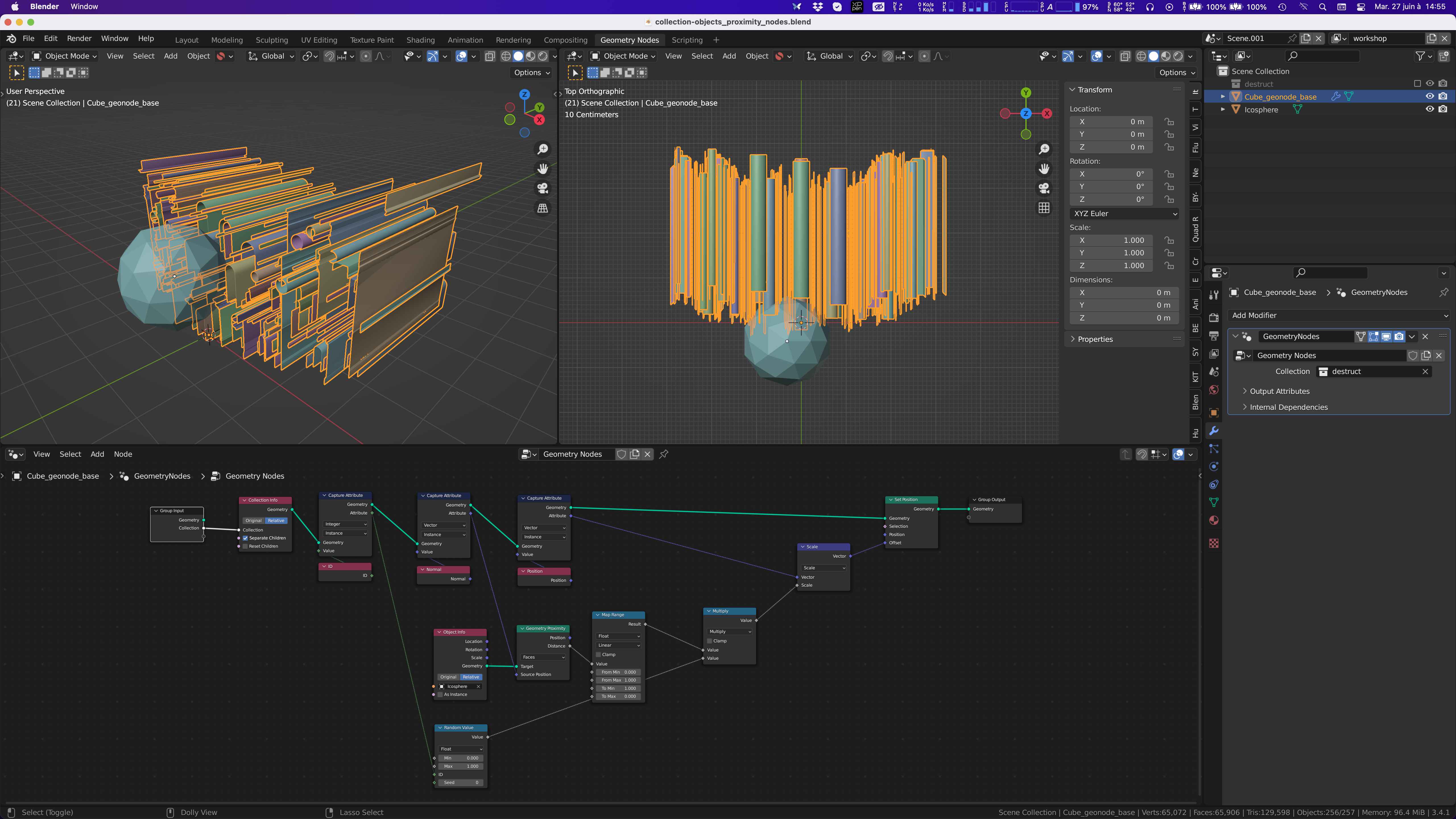 Geonodes Use Geometry Proximity To Change Parameters Of Objects In A