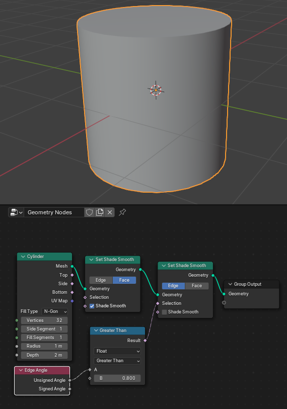 How To Correctly Shade A Cylinder In Geometry Nodes Basics