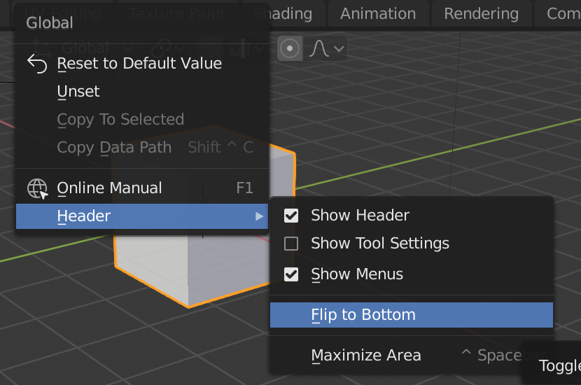 How to move the tool from bottom to top in Blender 2.8 - Basics 