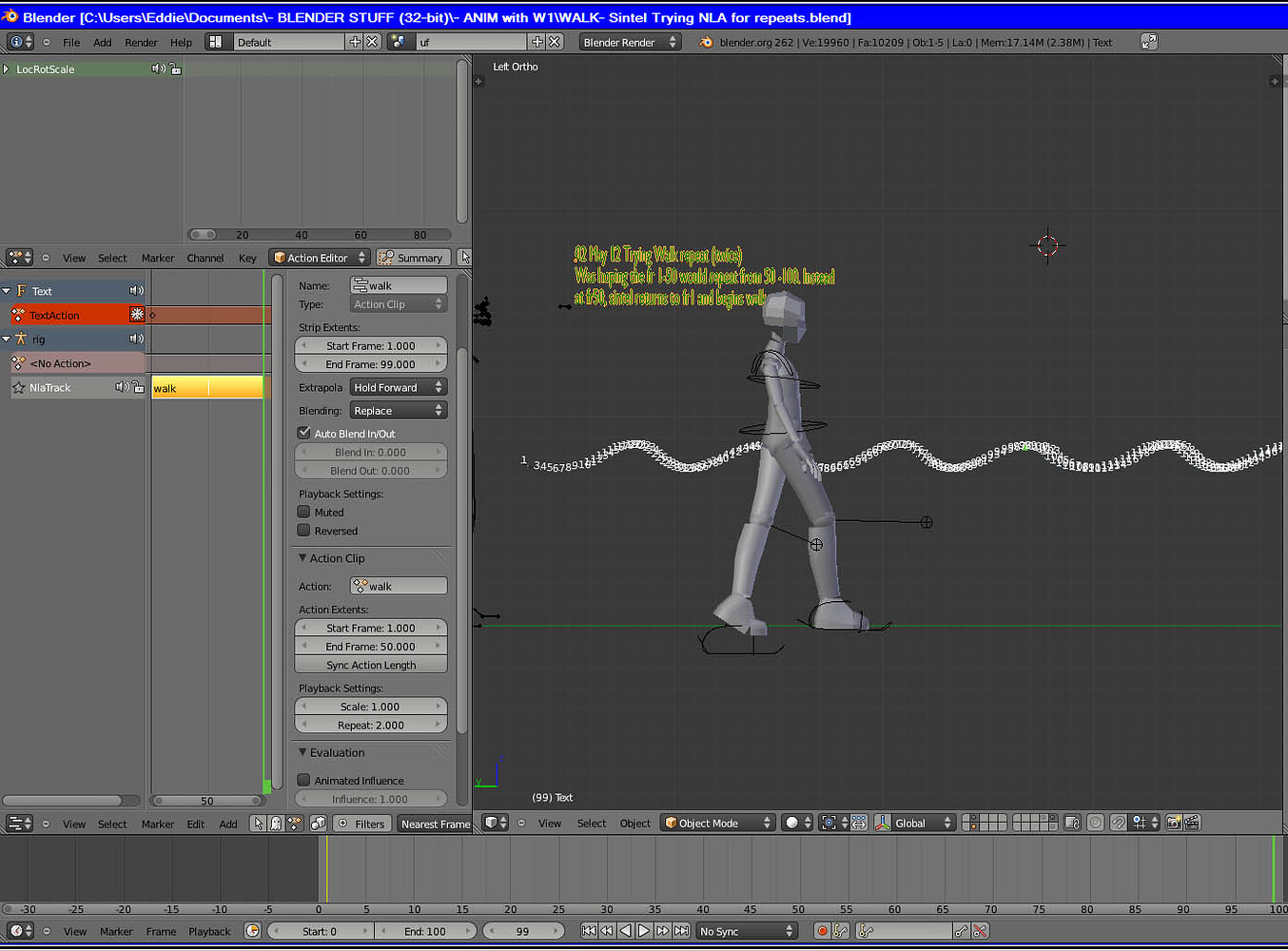 Using NLA Editor for repeating a walk cycle - Animation and Rigging ...