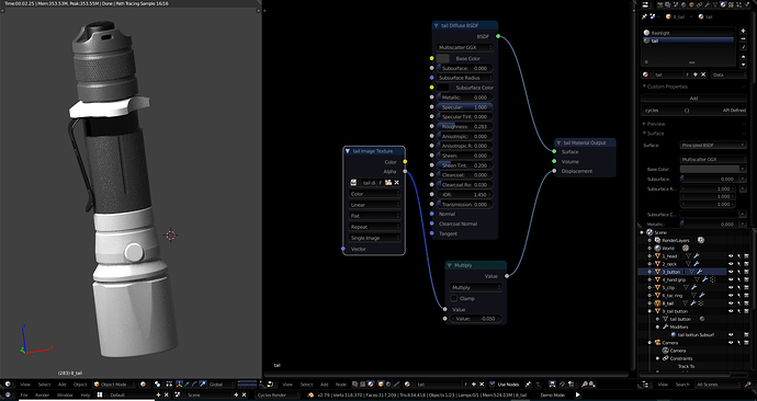 2 separated objects & 2 different materials in 1 node editor ...