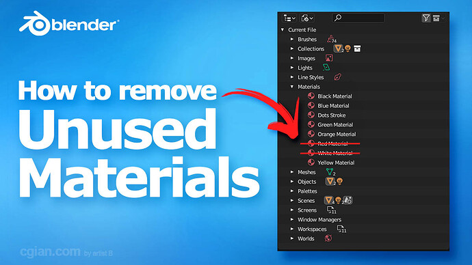 Blender-remove-unused-material-from-object-and-from-scene