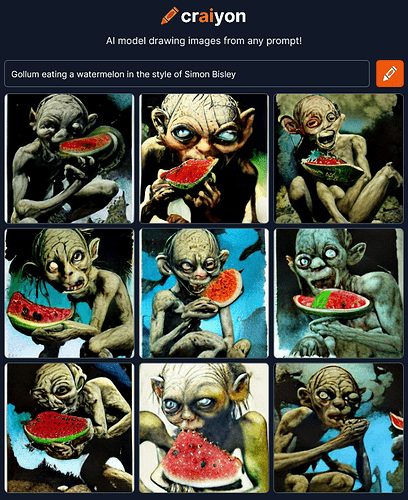 craiyon_183534_Gollum_eating_a_watermelon_in_the_style_of_Simon_Bisley_br_