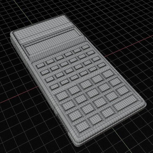 Calculator shaded wireframe—top perspective