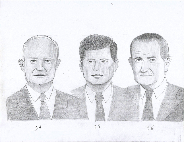 Eisenhower, Kennedy, and Johnson (darkened)