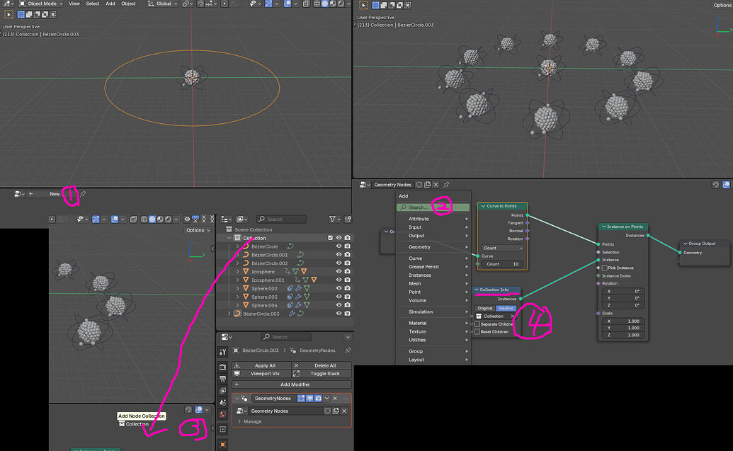 How to join objects with follow path constraints and instancing ...