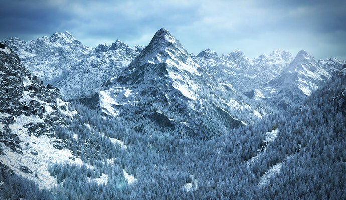 Snowy mountain Lanscape