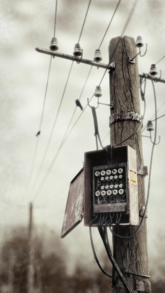 Telegraph Pole. Old telephone Pole.