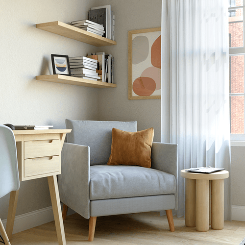 A Scandinavian Bedroom Reading Nook Shot