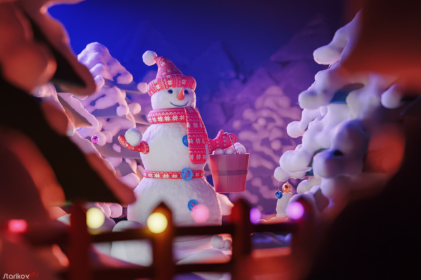 snowman-in-a-pine-forest-finished-projects-blender-artists-community