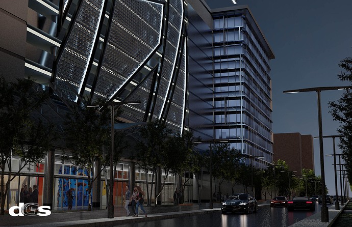 Night Office Tower - 12th Street view+L