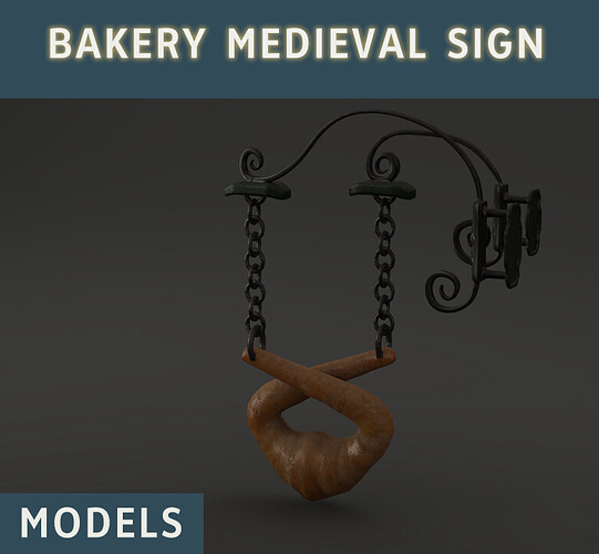 Medieval Fantasy Bakery Pastry Store Shop Sign Signage Main Thumbnail