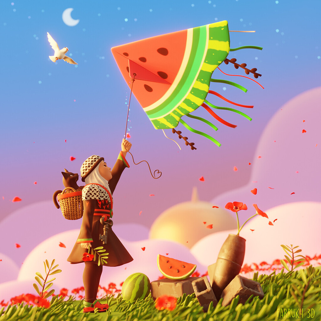 watermelon-kite-finished-projects-blender-artists-community