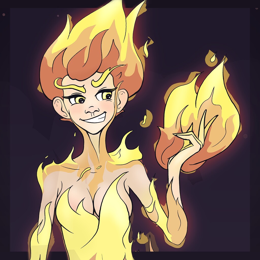 elemental fire girl drawing