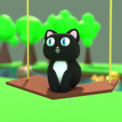 Cat Sitting on a Swing