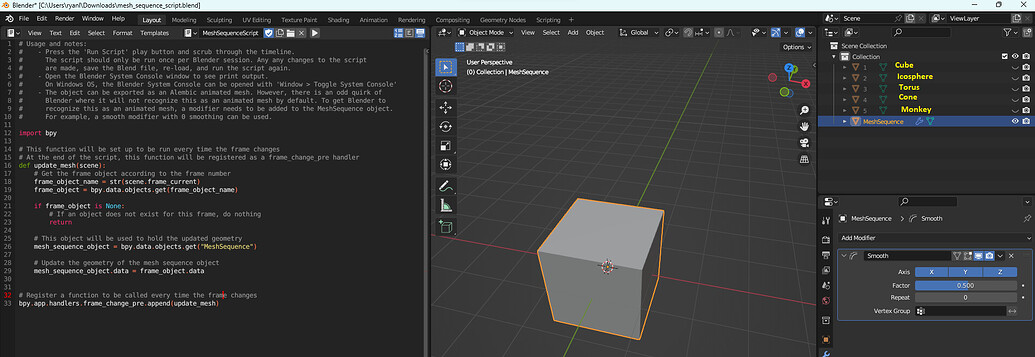 Creating mesh sequence from custom meshes using python - Python Support ...