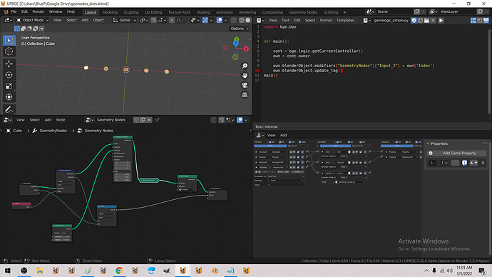 UPBGE 3.0 - GEONODES - Menu system - passing data to geonodes from py ...