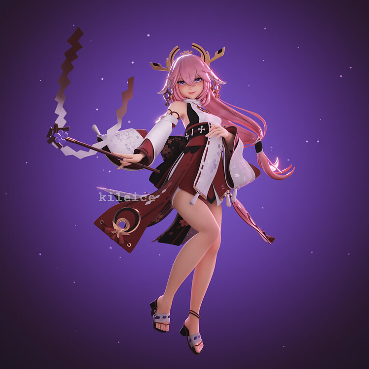 Yae Miko Fanart Finished Projects Blender Artists Community 5185