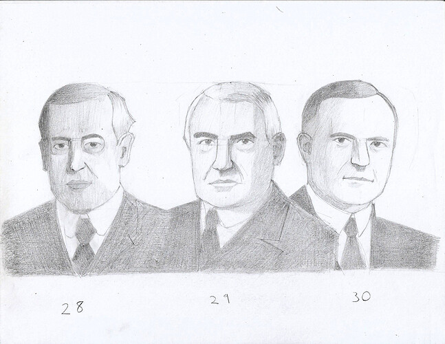 Wilson, Harding, and Coolidge (darkened)
