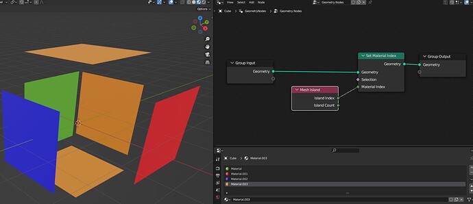 Geometry nodes: Set material for random chunks of mesh? - Modeling ...