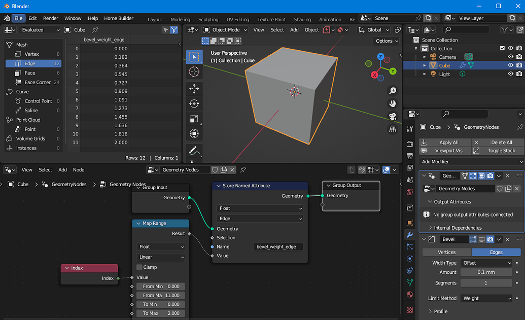 How to set edge bevel weights with geometry nodes? - Modeling - Blender ...