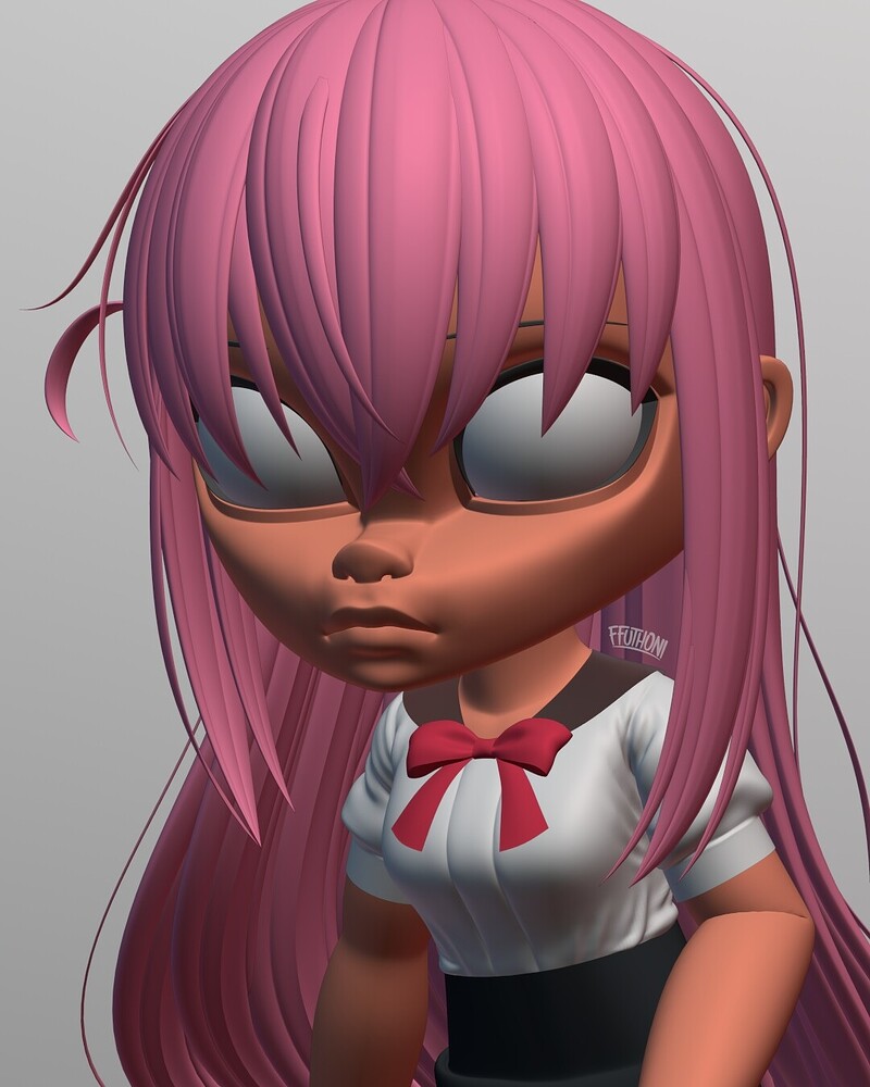 Bocchi with a dress - Finished Projects - Blender Artists Community
