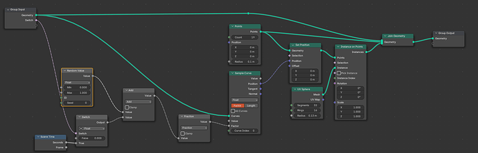 How to move random points on a curve using geometry nodes - Particles ...
