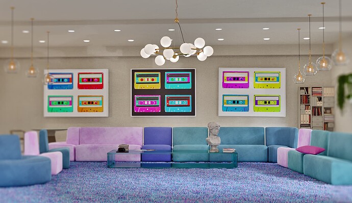 colorful living room composited