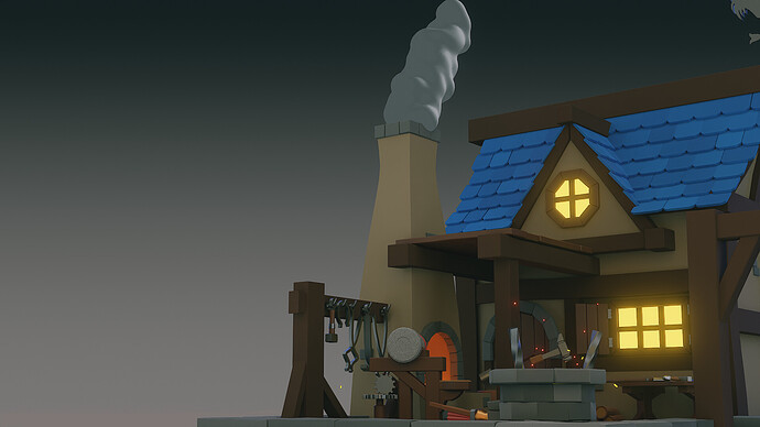 Stylized Medieval Blacksmith Building Scene_High Res 3