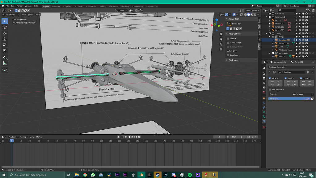 X-Wing Armature, follow curve issue - Animation and Rigging - Blender ...