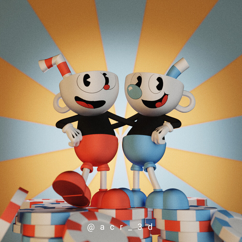 Cuphead & Mugman - Finished Projects - Blender Artists Community