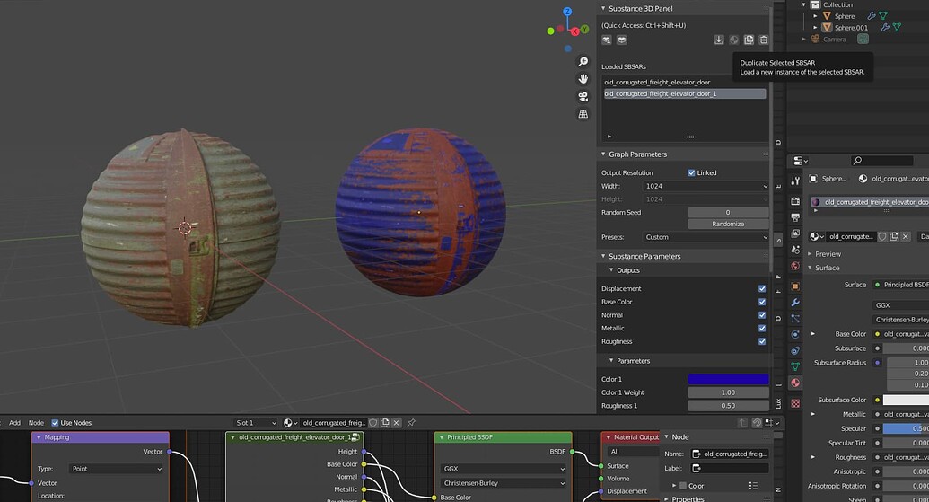 Duplicate material in Substance 3D Blender addon - Materials and