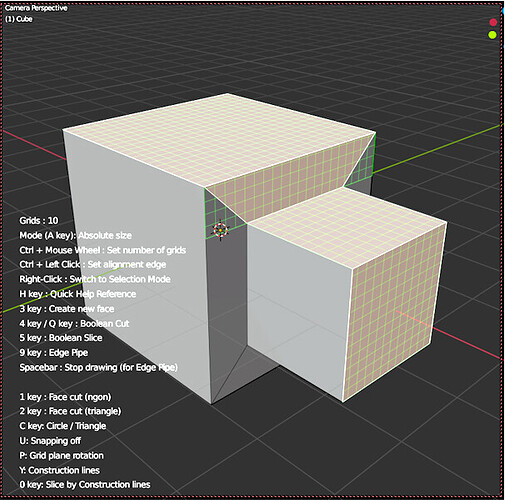 Grid on adjacent faces