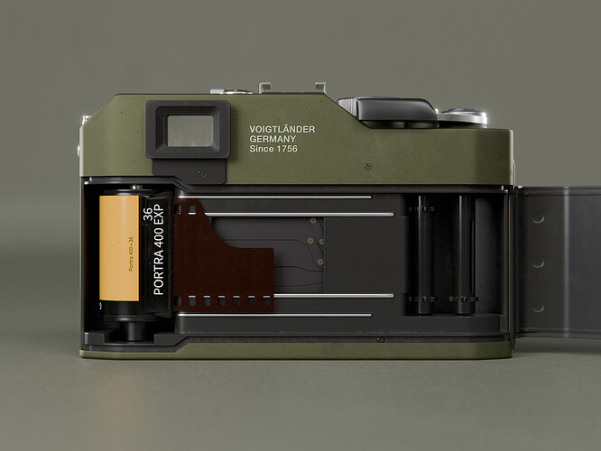 Back of the camera, with film door open