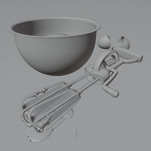 Shaded wireframe prerender of mixer and cookie dough scene