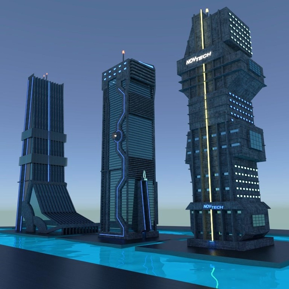 Minecraft cyberpunk skyscraper фото 47