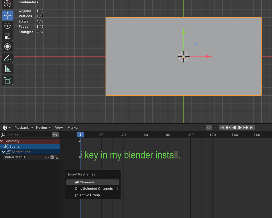I key in tutorial vs. i key in my blender install? - Animation and ...