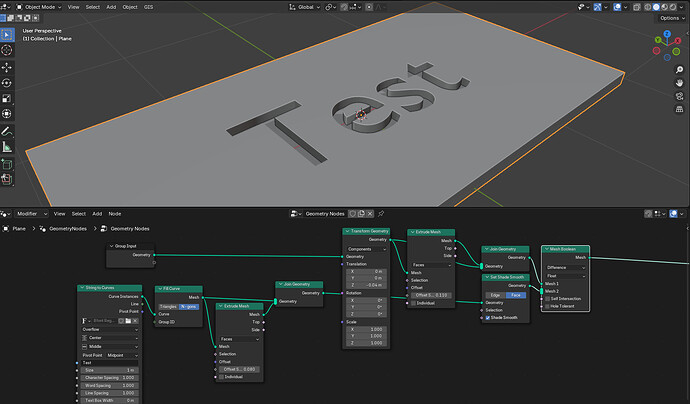 3d Text not removed from plate with boolean node - Modeling - Blender ...
