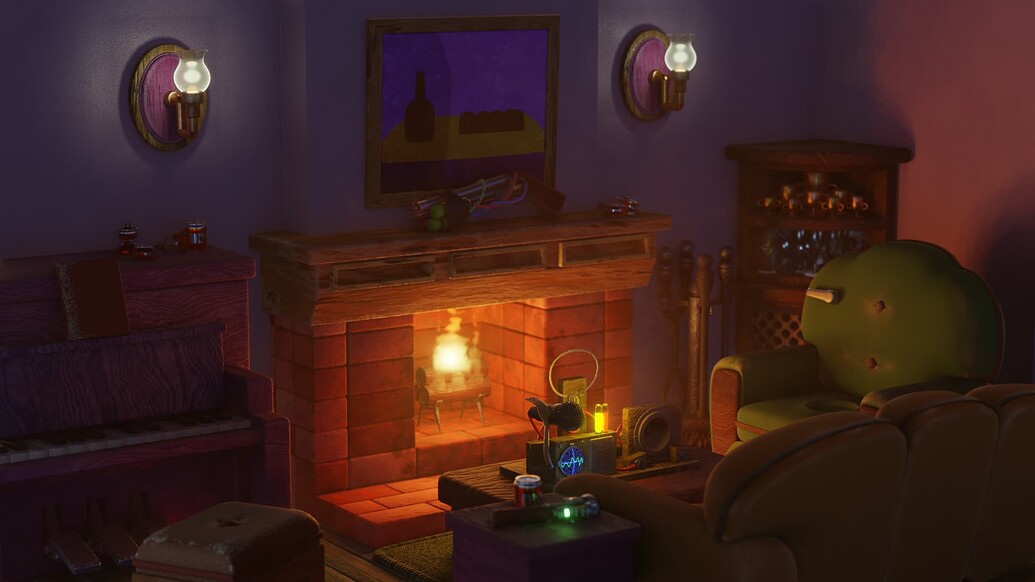 The Simpsons TV and Fireplace hall (EEVEE project) - Finished Projects ...