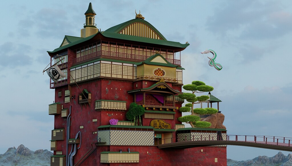 The bath house from spirited away - Finished Projects - Blender Artists  Community