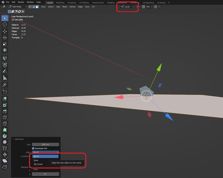 Edit Alignment Geometry Align new geometry to local axes of object in edit mode - Modeling ...
