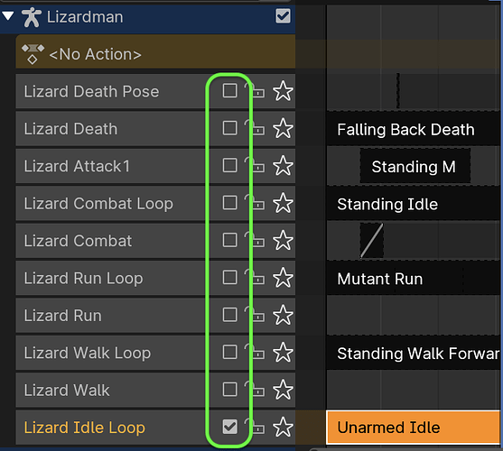 idle animation conditions - 1 track activated