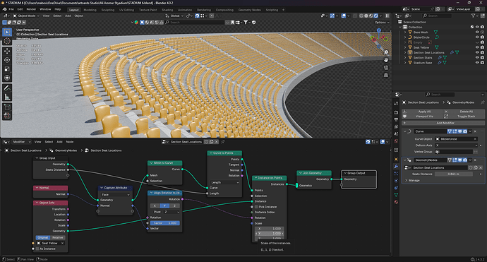 Blender 4.3 Geometry Nodes - Seat Instances Not Aligning Properly ...