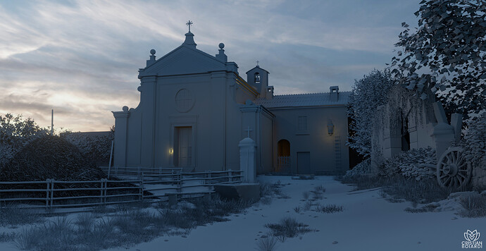 Cristian-Boiardi---A-church-at-sunset-in-the-18th-century-in-Romagna-