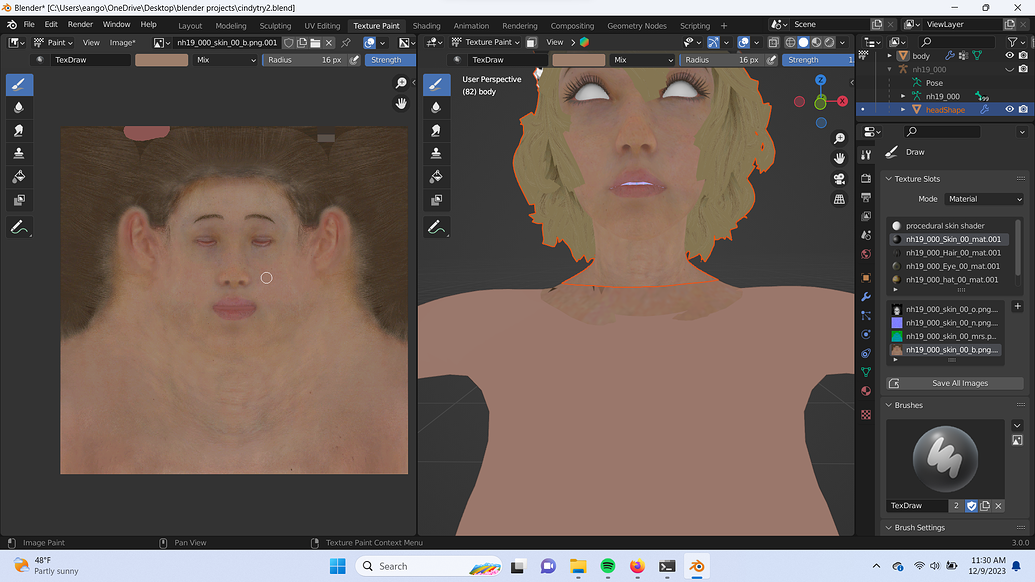 Best method to create continuous texture/color between face and body ...