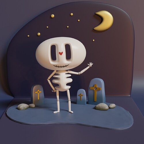 Spooky Skeleton Graveyard Scene_Render