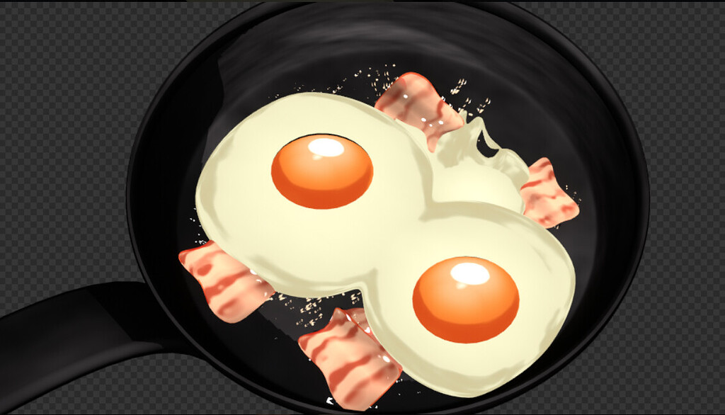 Anime egg yolk and bacon